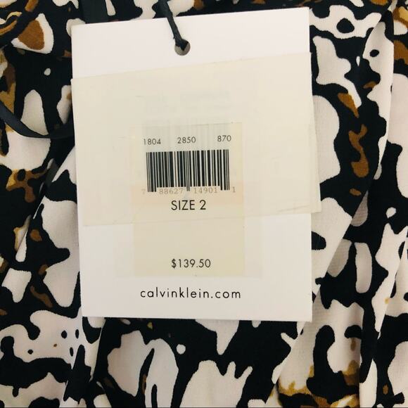 Calvin Klein white black abstract faux wrap dress - Picture 10 of 10